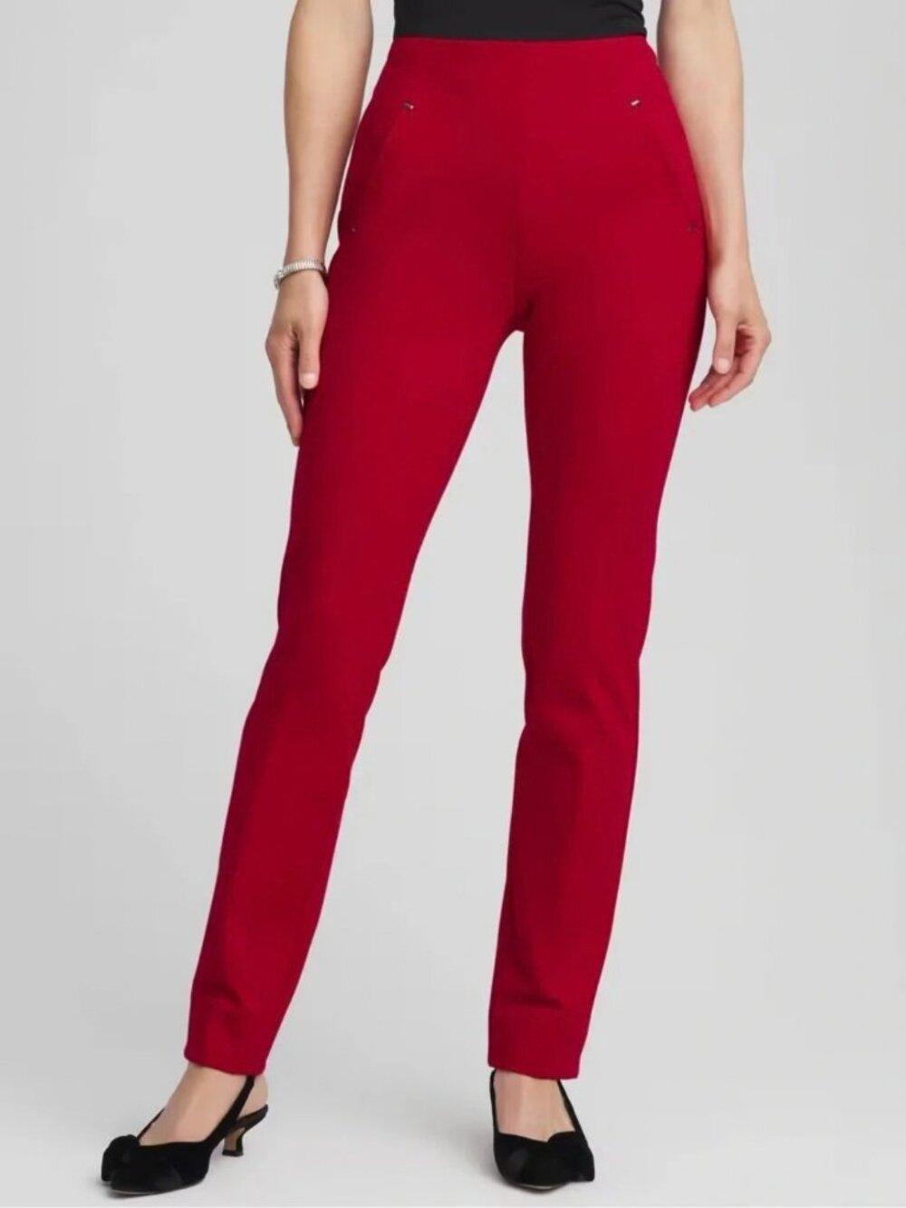 NWT Chico's So Slimming Juliet Slim Leg Pants Sz 2.5 14R Red Office Holiday